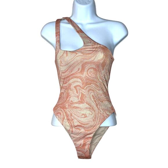 NEW L*Space Phoebe One-Piece One Shoulder Cut Out Swimsuit Orange Women 4 NWOT - Picture 4 of 13